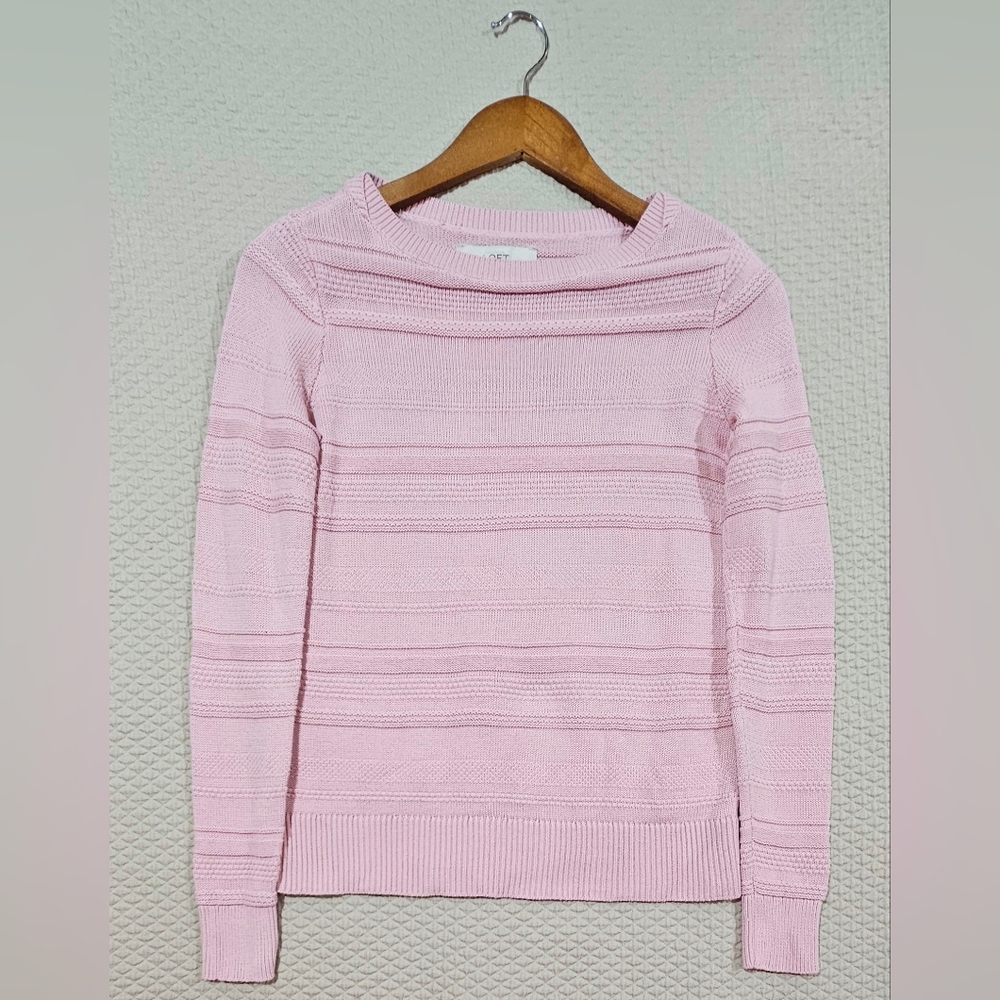 LOFT Ann Taylor Blush Pink Crew Neck‎ Knit Sweater Size XS